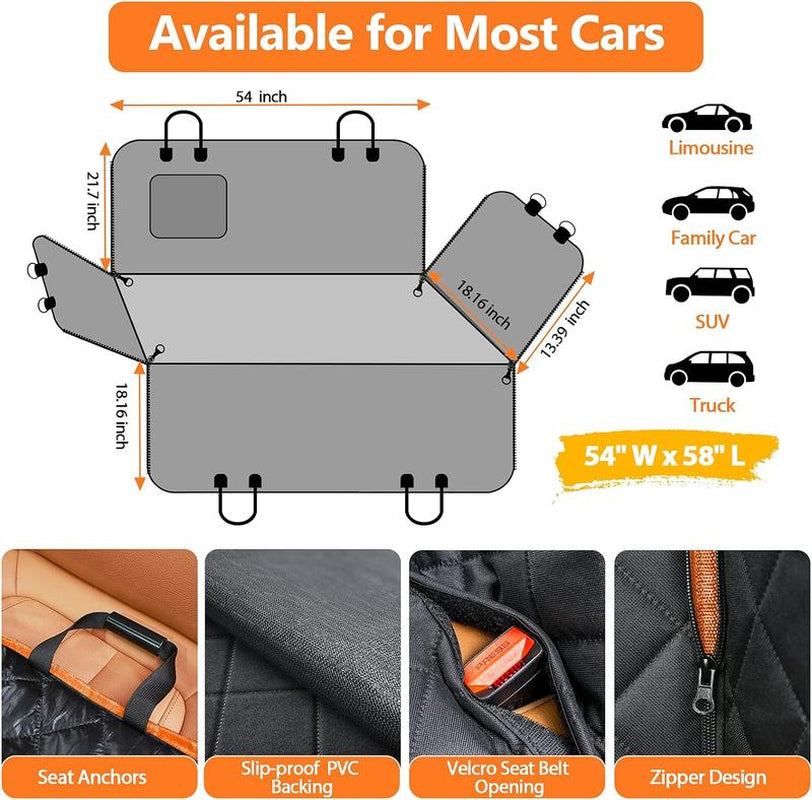 Dog Car Seat Cover - 100% Waterproof and Scratch Resistant